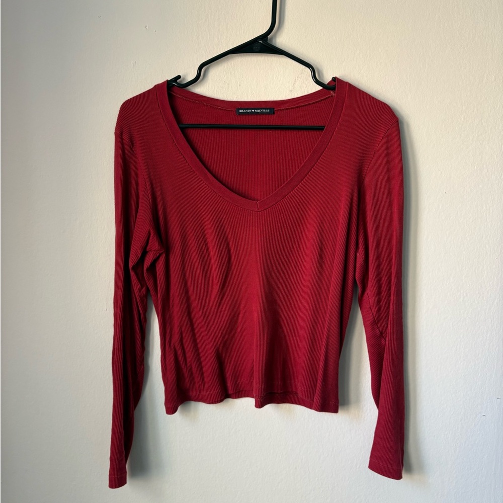 Women's Red V-Neck Top